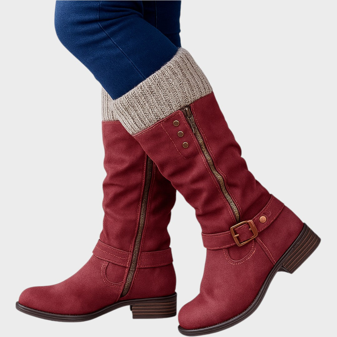 Gloria | Bota de Caña Alta com Detalhe de Malha Trançada
