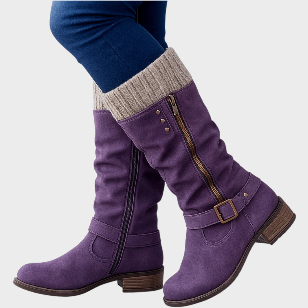 Gloria | Bota de Caña Alta com Detalhe de Malha Trançada