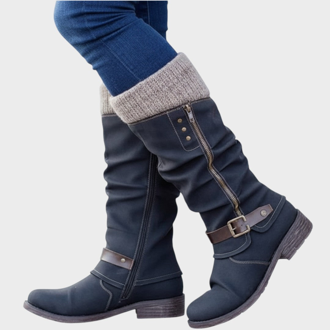 Gloria | Bota de Caña Alta com Detalhe de Malha Trançada