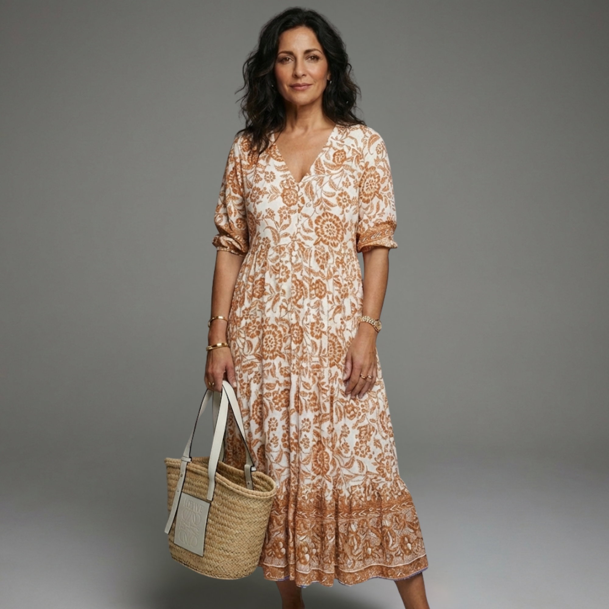 Nora - Vestido de verão feminino estampado floral com decote em V para Mulher