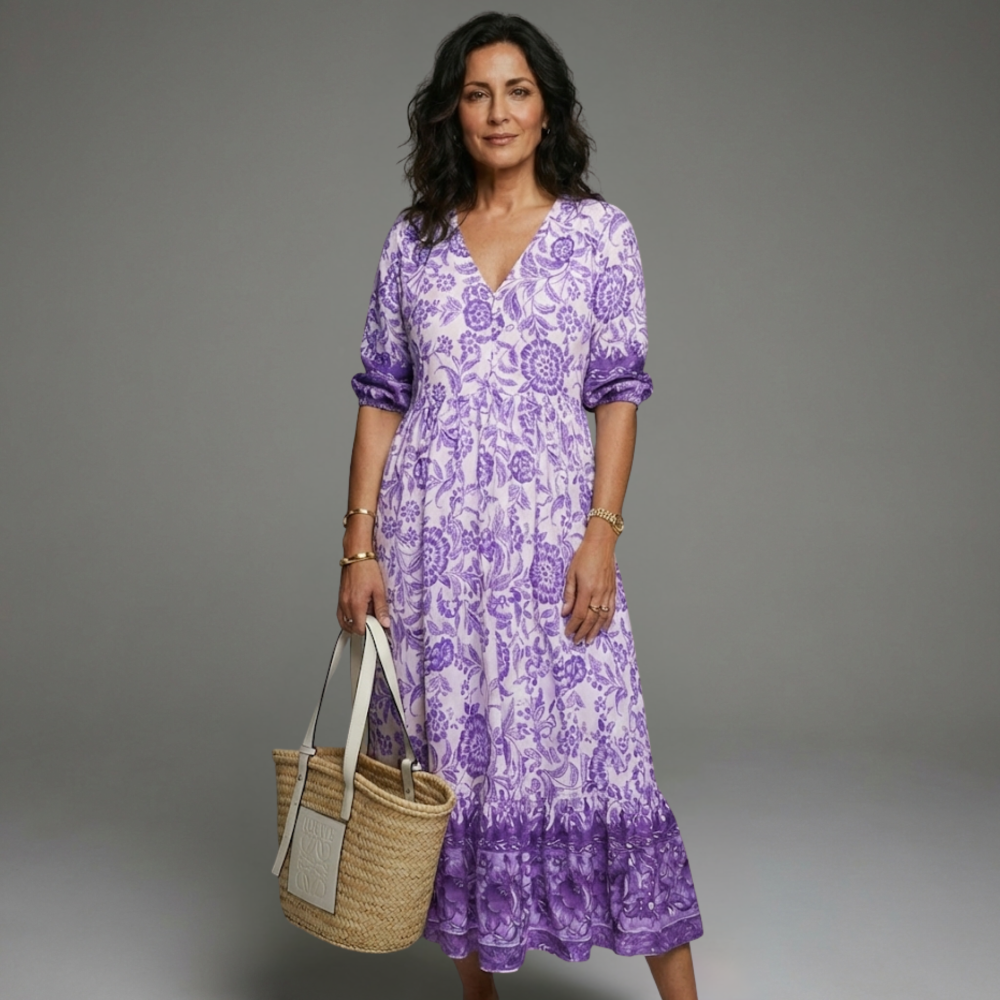 Nora - Vestido de verão feminino estampado floral com decote em V para Mulher