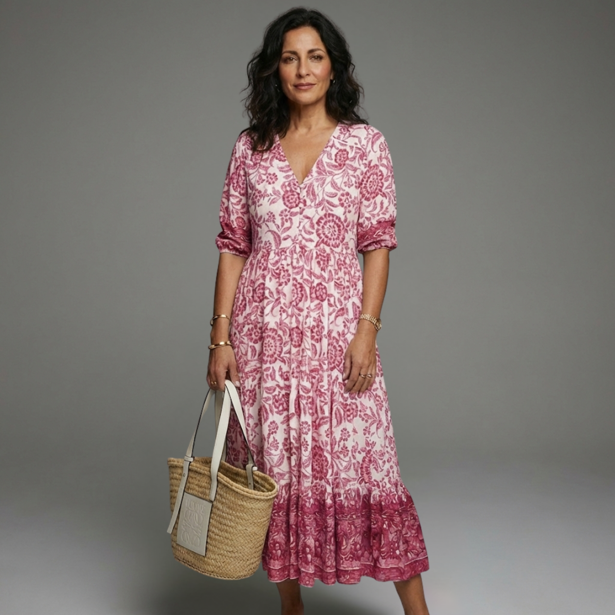 Nora - Vestido de verão feminino estampado floral com decote em V para Mulher