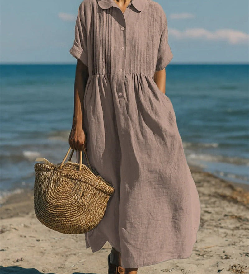 Arianne | Vestido Camisola Fluida em Algodão Elegante para Mulher