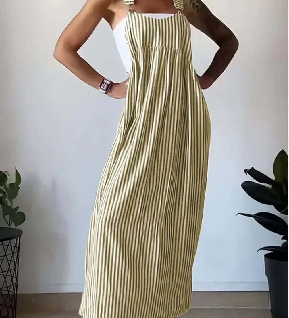 Camille | Vestido Macacão Listrado Casual