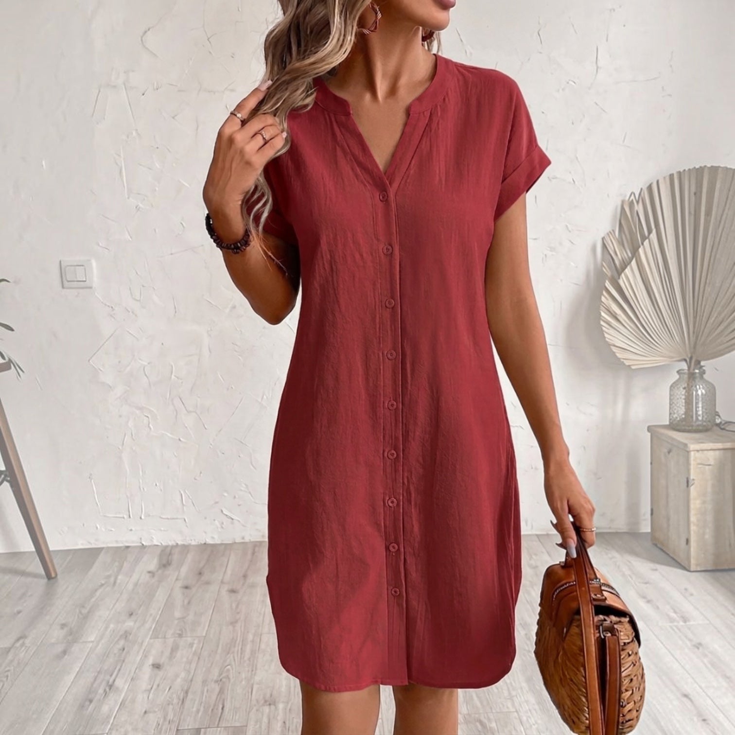Tess | Vestido camisero de linho elegante e confortável para Mulher