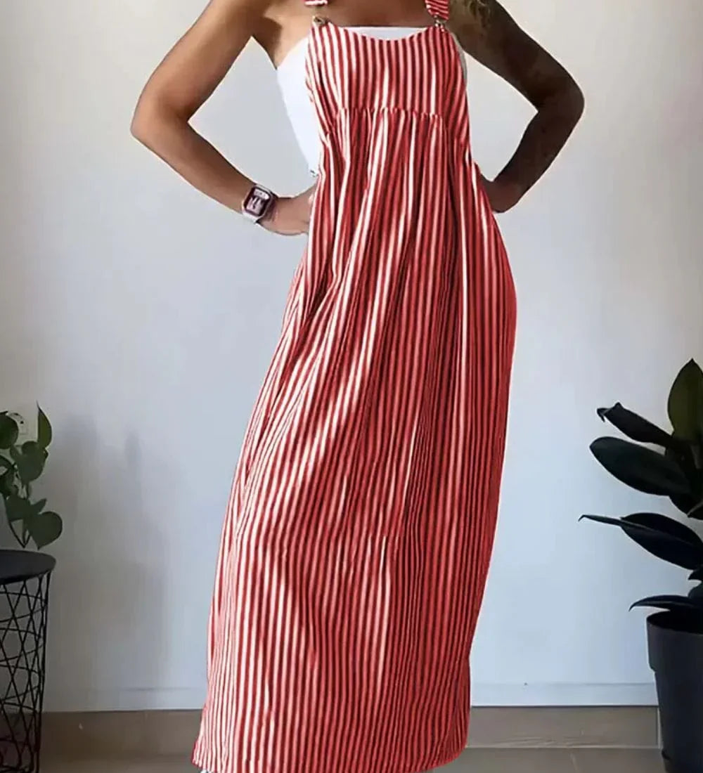Camille | Vestido Macacão Listrado Casual