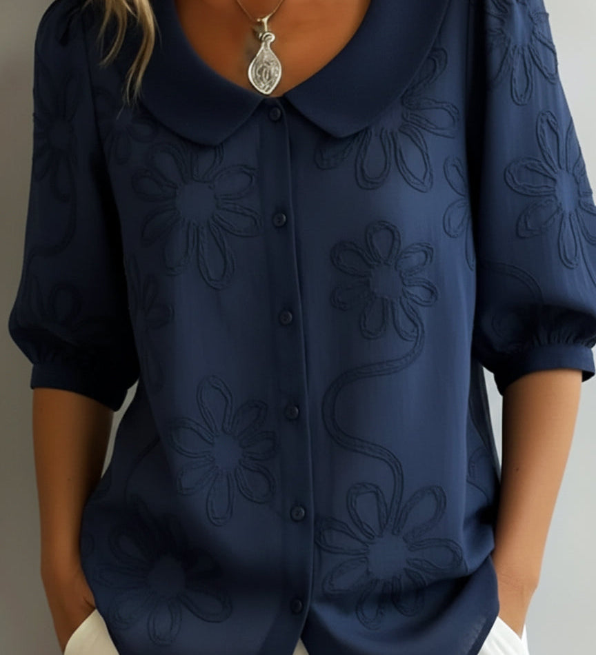 Aurélie — Blusa leve floral elegância natural para Mulher