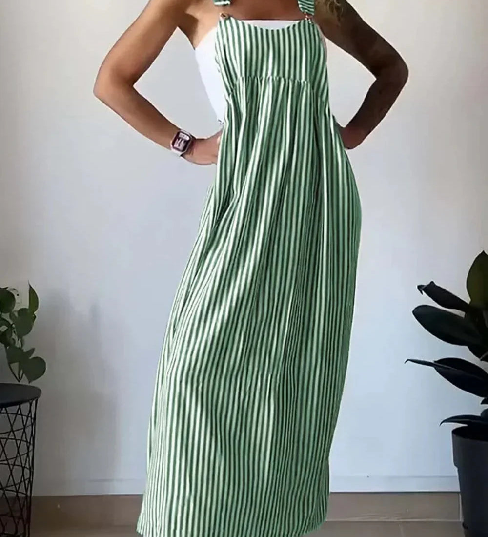 Camille | Vestido Macacão Listrado Casual