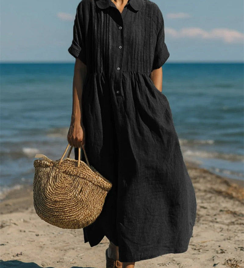 Arianne | Vestido Camisola Fluida em Algodão Elegante para Mulher