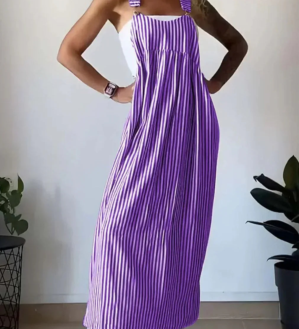 Camille | Vestido Macacão Listrado Casual