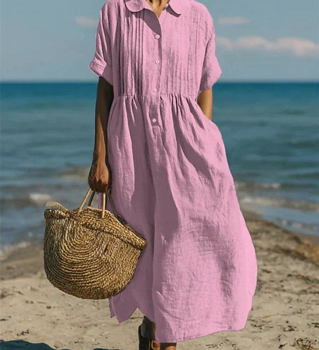 Arianne | Vestido Camisola Fluida em Algodão Elegante para Mulher