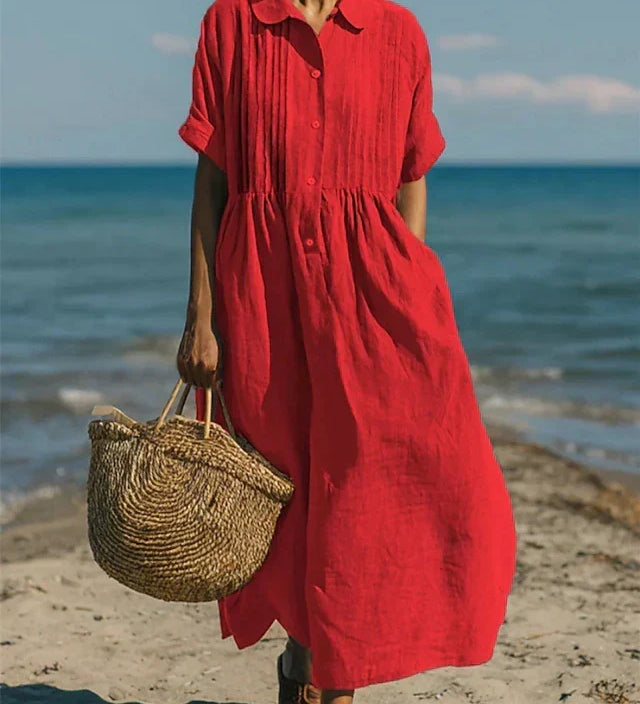 Arianne | Vestido Camisola Fluida em Algodão Elegante para Mulher