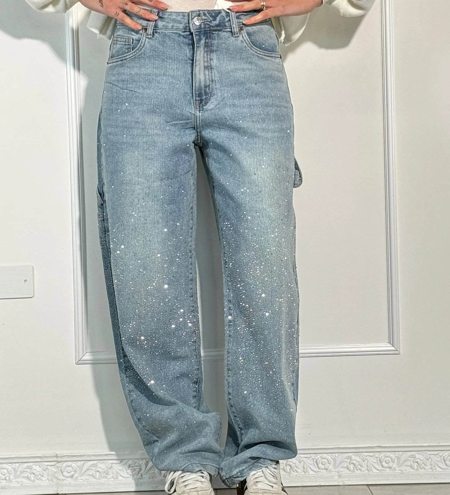 Jeans brilhantes, casuais e confortáveis