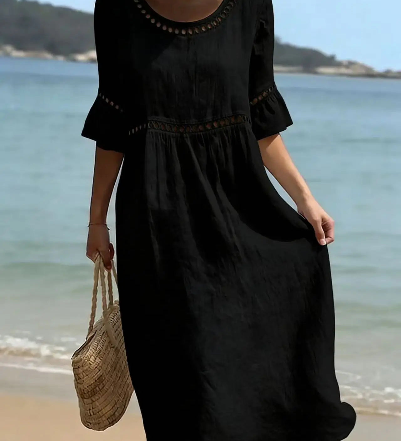 Enora - Vestido longo efeito ventre plano para Mulher