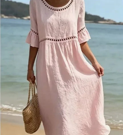 Enora - Vestido longo efeito ventre plano para Mulher