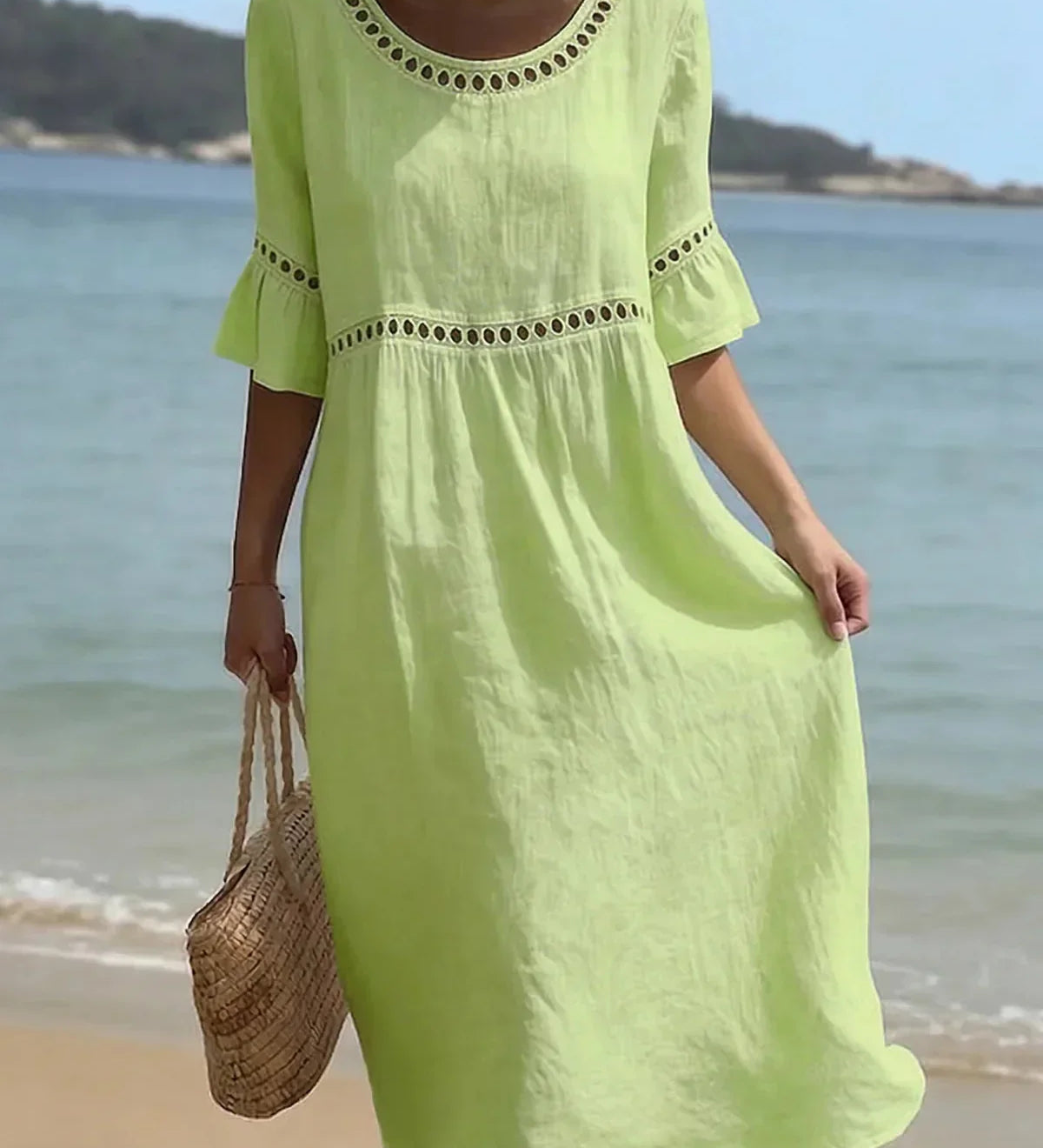 Enora - Vestido longo efeito ventre plano para Mulher