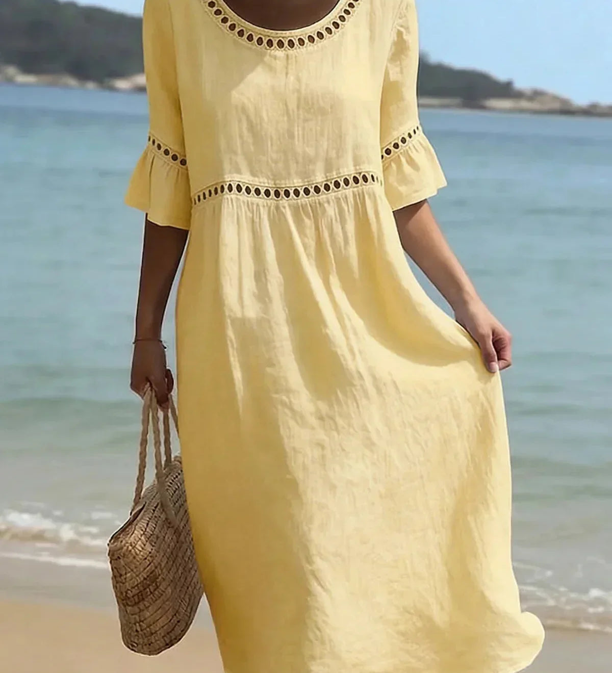 Enora - Vestido longo efeito ventre plano para Mulher