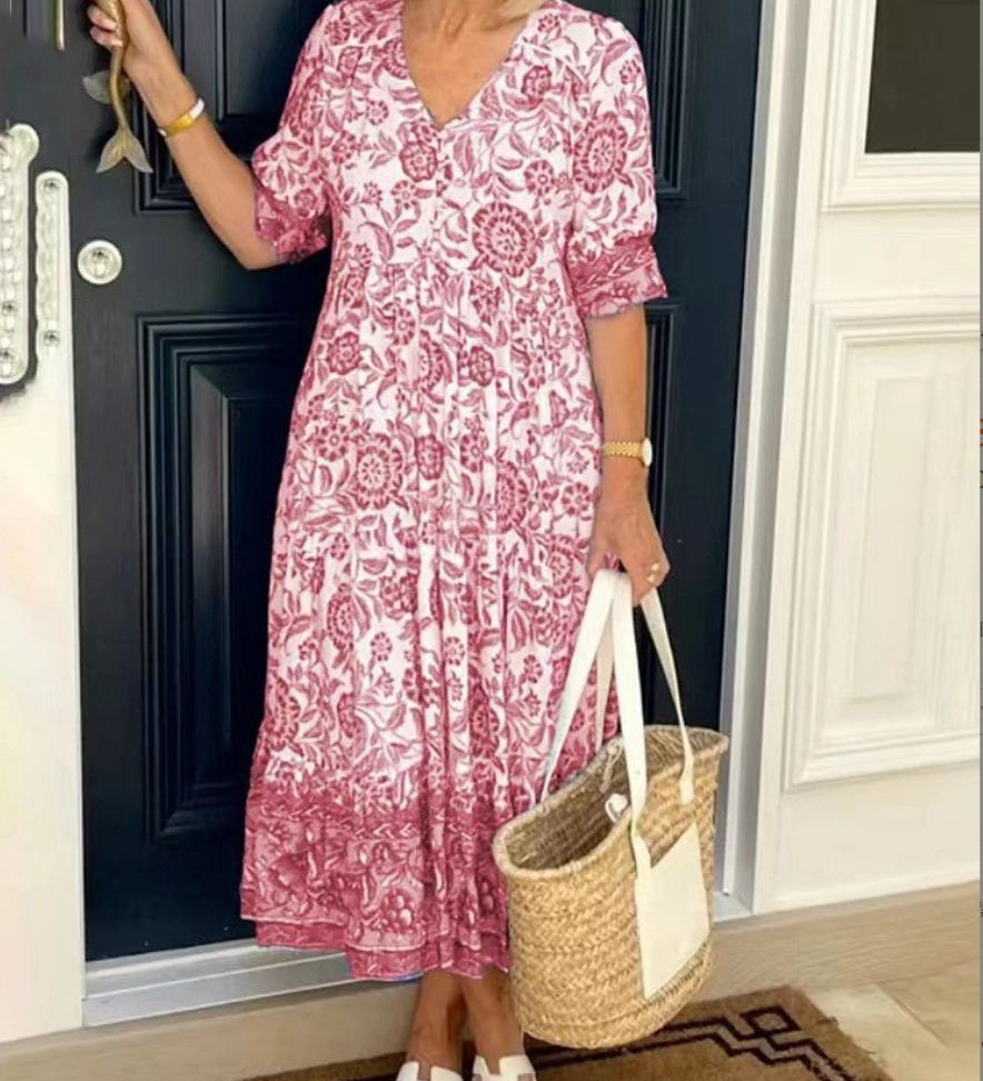 ARIA - Vestido floral elegante com decote em V
