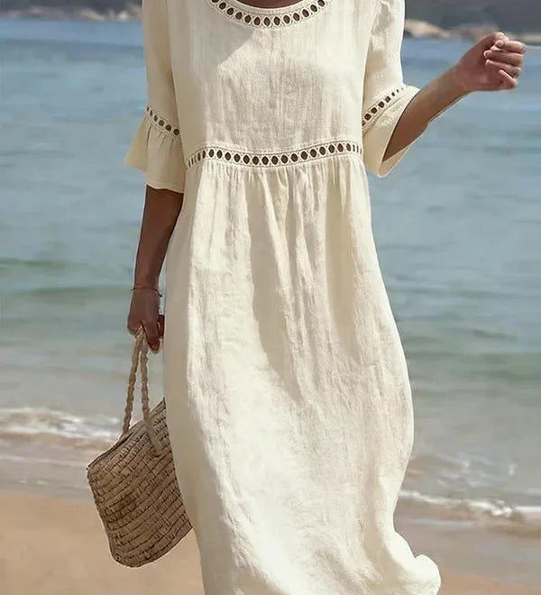Enora - Vestido longo efeito ventre plano para Mulher