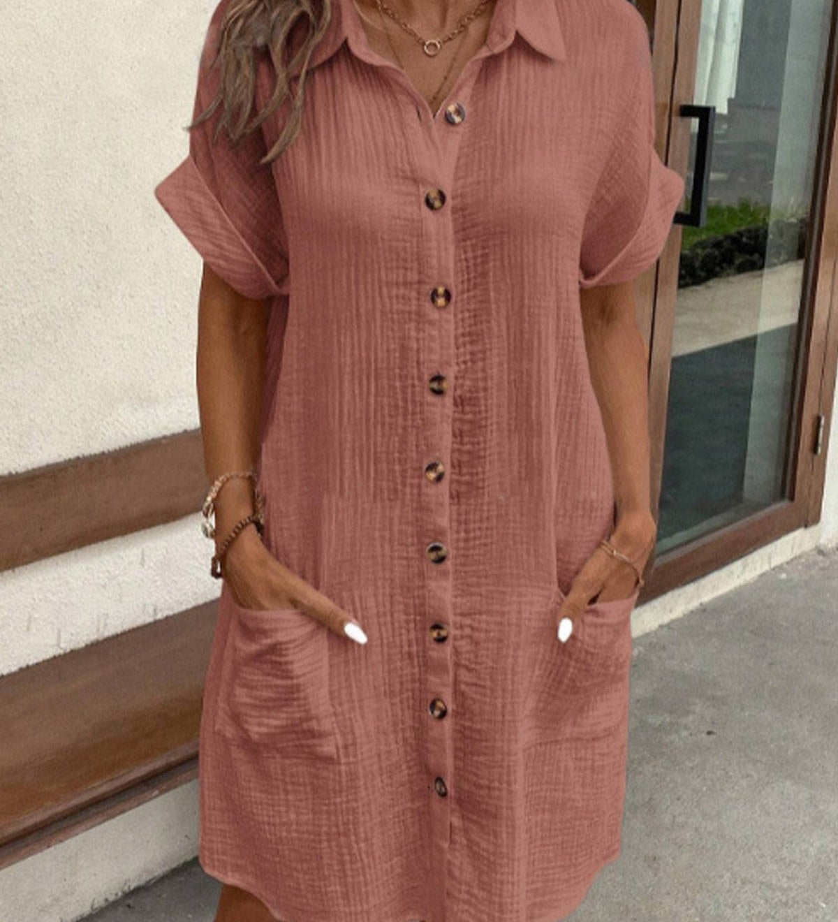 Renata™ – Oversized trikotāžas polo kleita