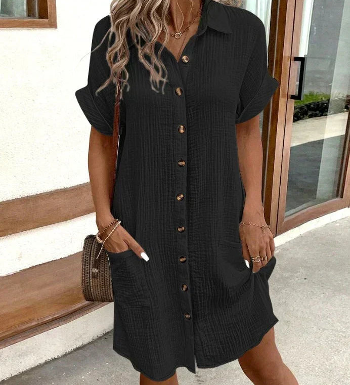 Renata™ – Oversized trikotāžas polo kleita