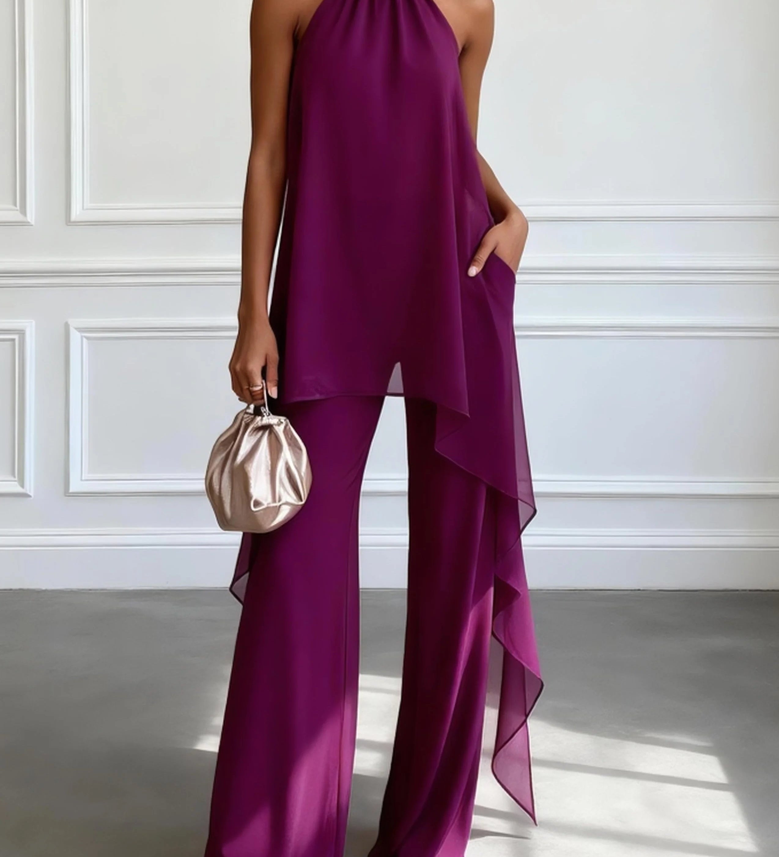 Viola | Conjunto Elegante Halter com Calças para Mulher