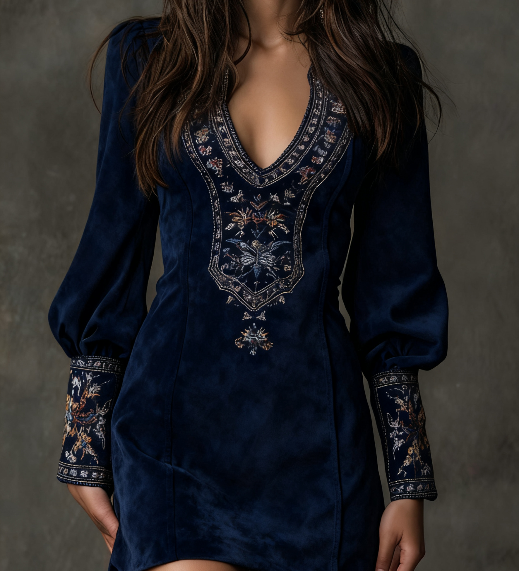 Liza - Robe curta efeito camurça