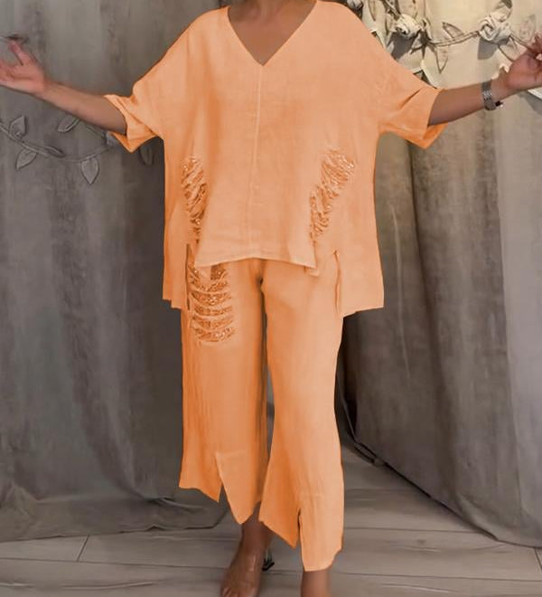 BIANCA | Conjunto de verão de duas peças com elegância sem esforço e conforto fluido para dias ensolarados