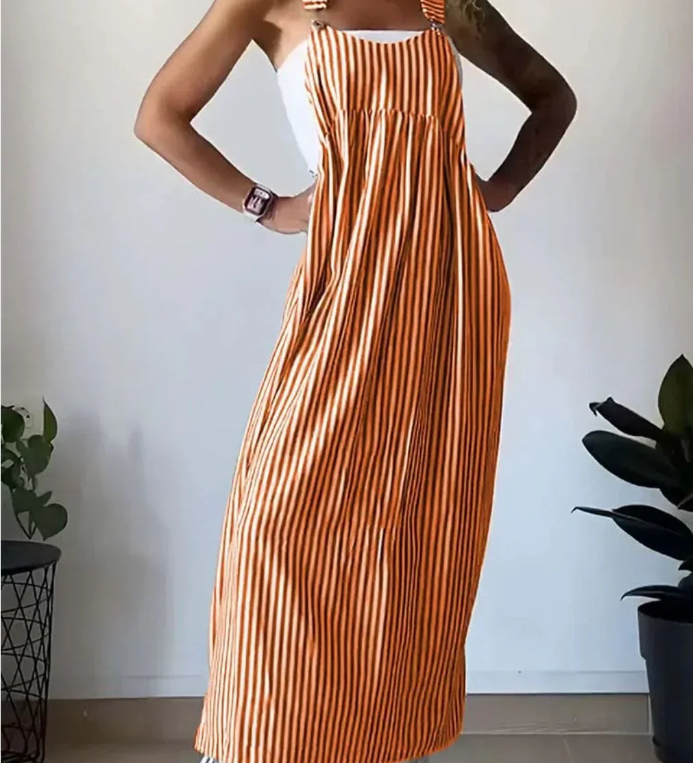 Camille | Vestido Macacão Listrado Casual