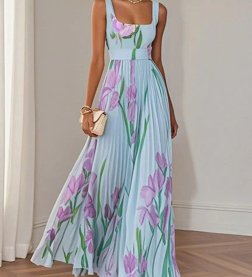 Nina - Vestido longo de Mulher plissado floral
