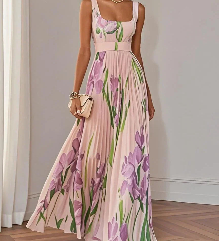 Nina - Vestido longo de Mulher plissado floral