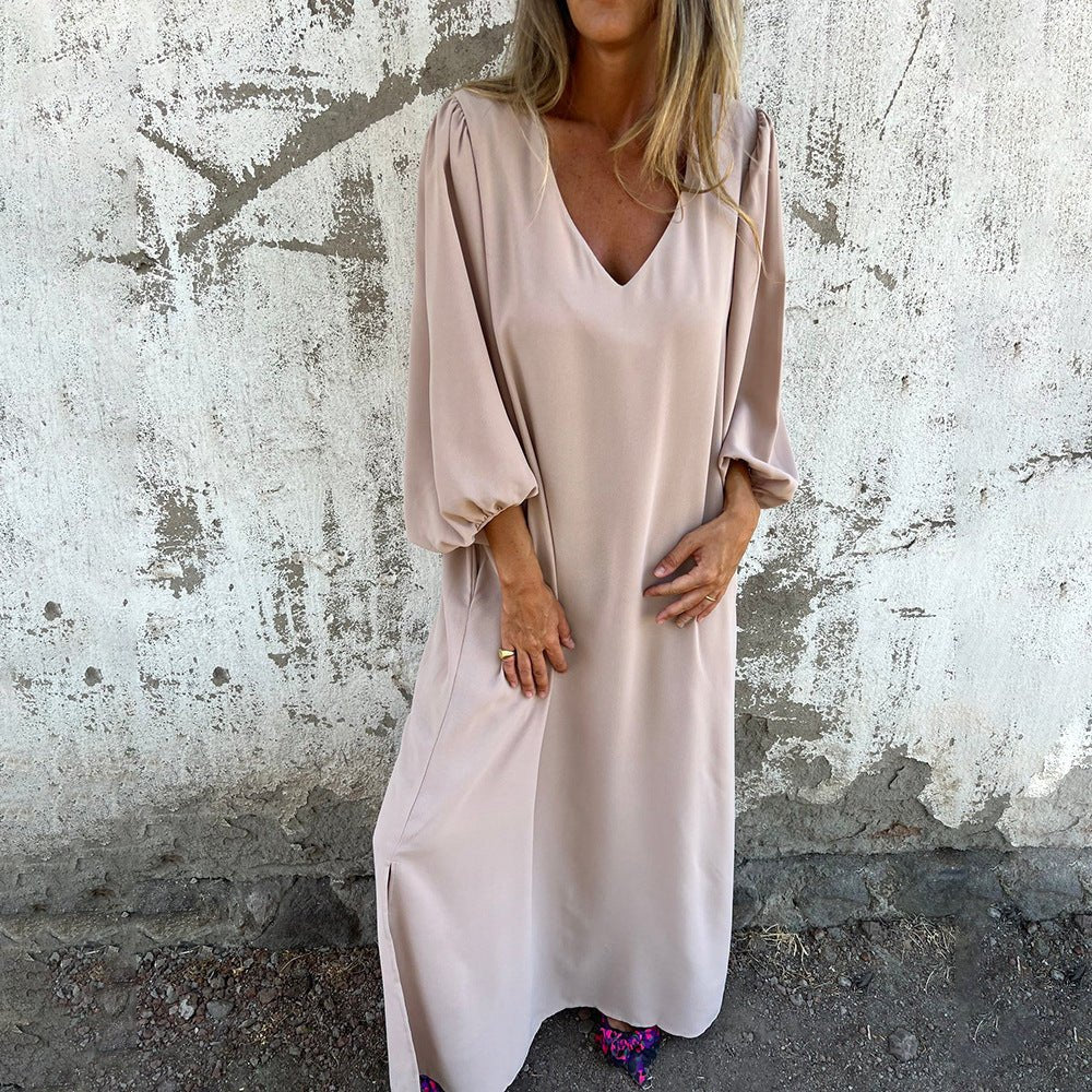 Diāna - Boho stila gara kleita ar kabatām