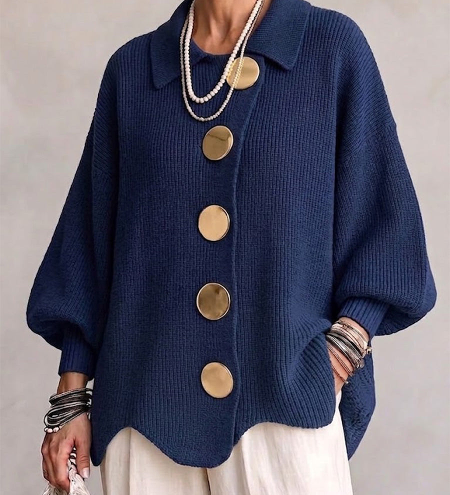 Victoire | Cárdigan oversized com grandes botões dourados para Mulher