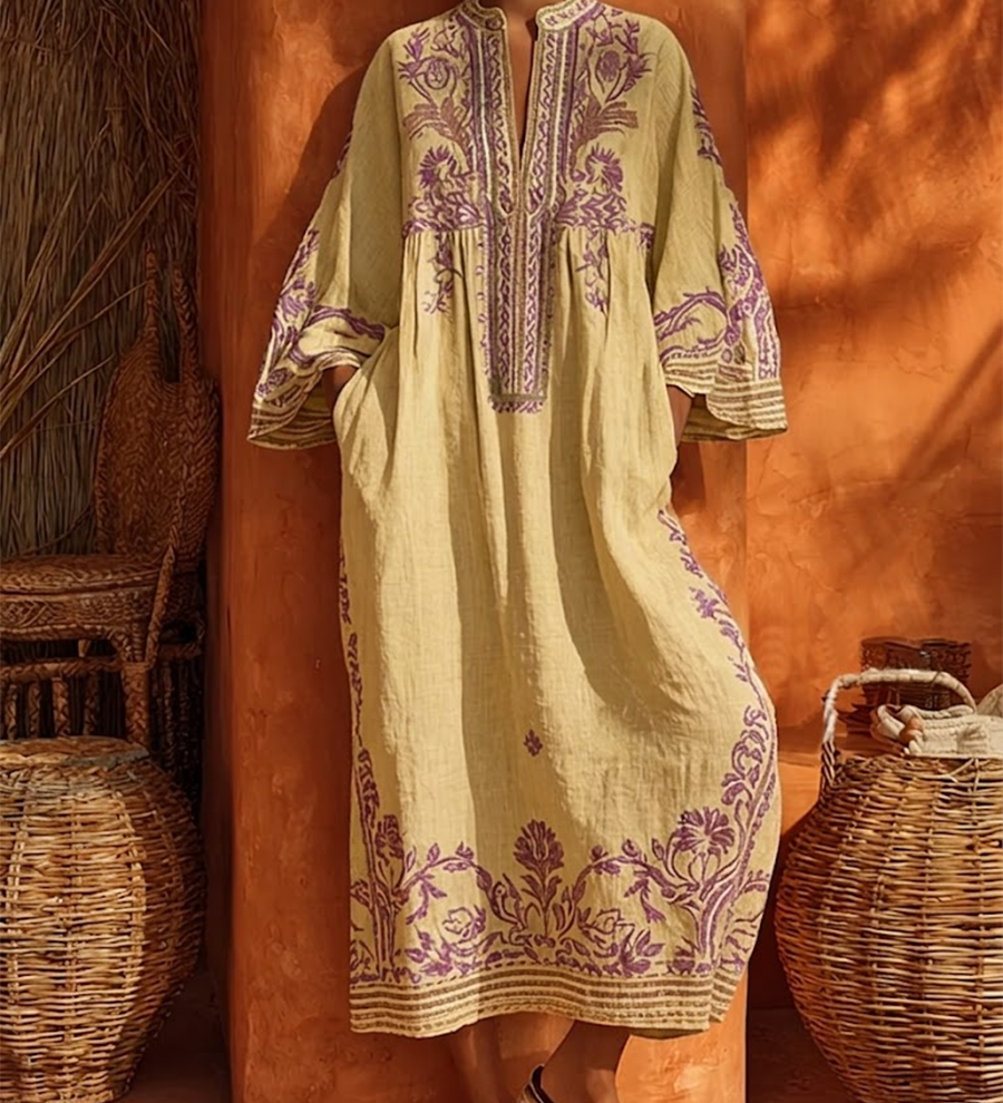 Celestina | Vestido boho bordado com encanto mediterrâneo para Mulher