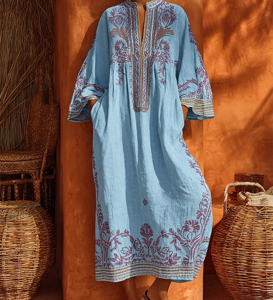 Celestina | Vestido boho bordado com encanto mediterrâneo para Mulher